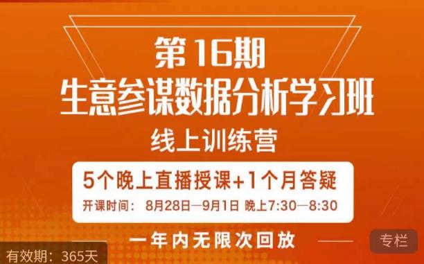 宁静·生意参谋数据分析学习班，解决商家4大痛点，学会分析数据，打造爆款！-文强博客