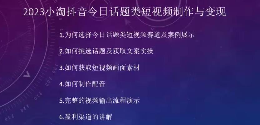 2023小淘抖音今日话题类短视频制作与变现，人人都能操作的短视频项目-文强博客