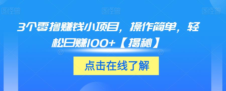 3个零撸赚钱小项目，操作简单，轻松日赚100+【揭秘】-文强博客