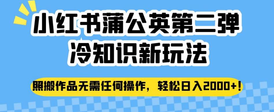 小红书蒲公英第二弹冷知识新玩法，照搬作品无需任何操作，轻松日入2000+【揭秘】-文强博客