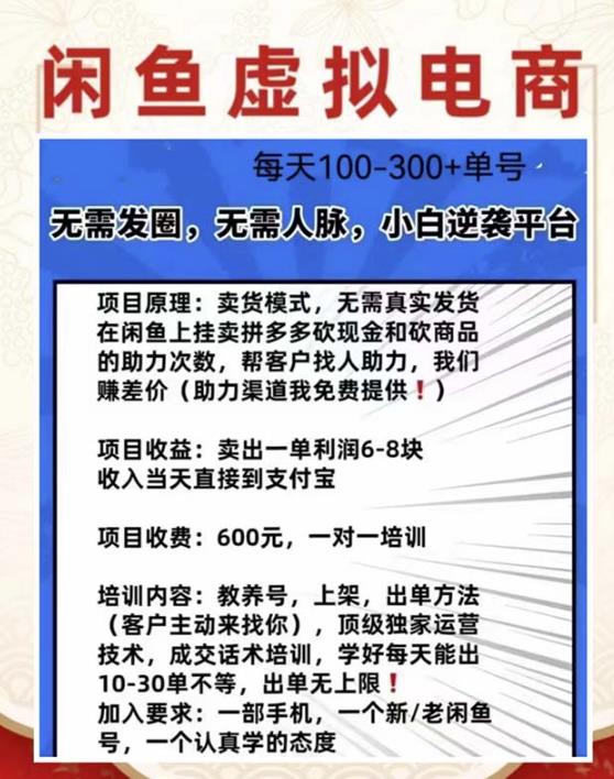 外边收费600多的闲鱼新玩法虚似电商之拼多多助力项目，单号100-300元-文强博客