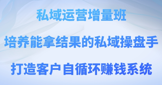 私域运营增量班，培养能拿结果的私域操盘手，打造客户自循环赚钱系统-文强博客