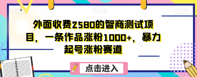 外面收费2580的智商测试项目，一条作品涨粉1000+，暴力起号涨粉赛道【揭秘】-文强博客