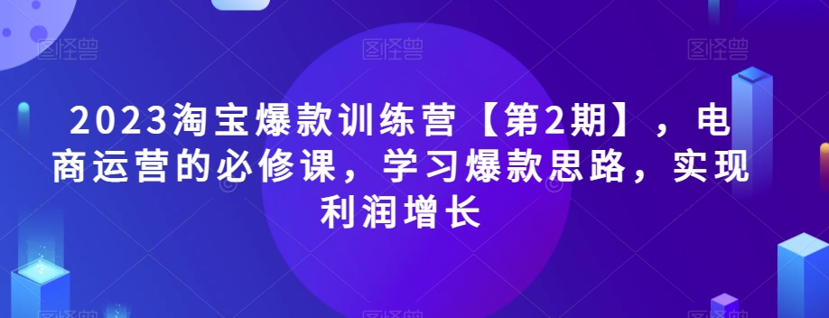 2023淘宝爆款训练营【第2期】，电商运营的必修课，学习爆款思路，实现利润增长-文强博客