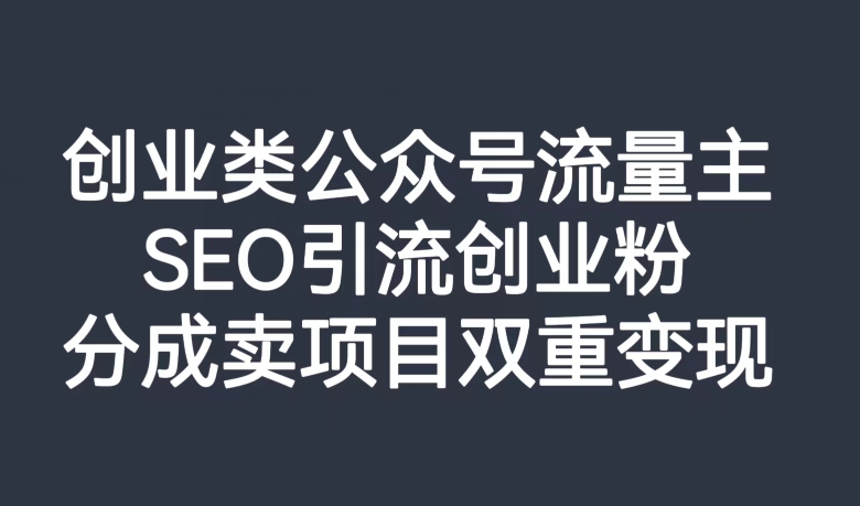 创业类公众号流量主，SEO引流创业粉，分成卖项目双重变现【揭秘】-文强博客