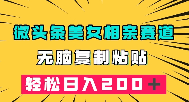 微头条冷门美女相亲赛道，无脑复制粘贴，轻松日入200＋【揭秘】-文强博客