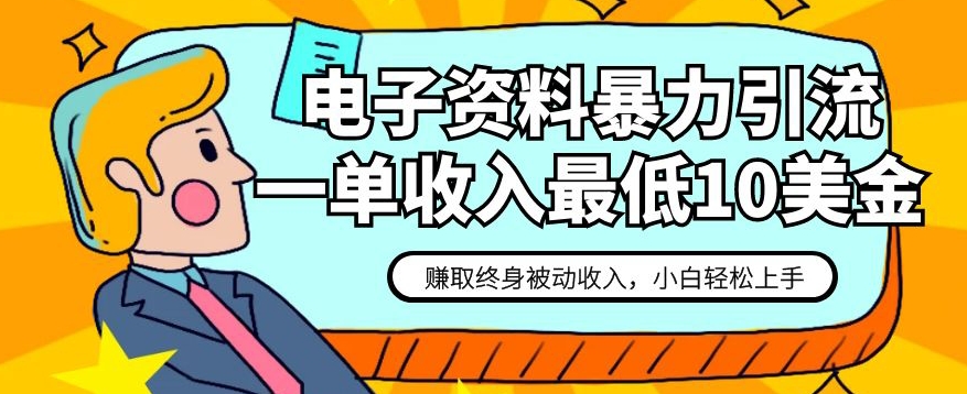 电子资料暴力引流，一单最低10美金，赚取终身被动收入，保姆级教程【揭秘】-文强博客