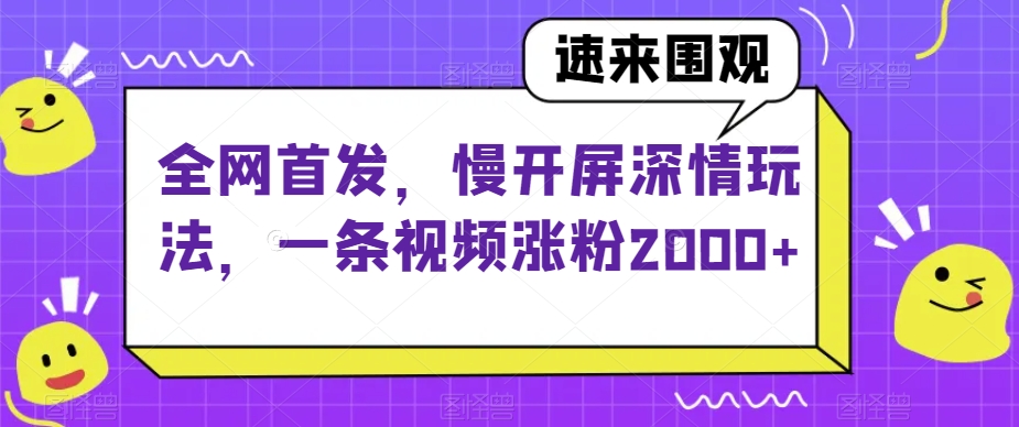 全网首发，慢开屏深情玩法，一条视频涨粉2000+【揭秘】-文强博客