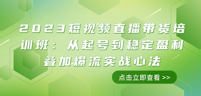 2023短视频直播带货培训班：从起号到稳定盈利叠加爆流实战心法（11节课）-文强博客