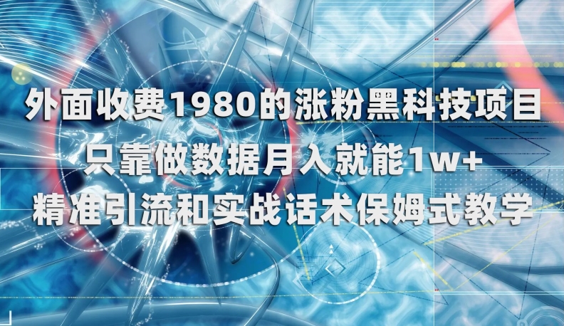 外面收费1980的涨粉黑科技项目，只靠做数据月入就能1w+【揭秘】-文强博客