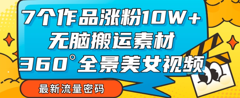 7个作品涨粉10W+，无脑搬运素材，全景美女视频爆款玩法分享【揭秘】-文强博客