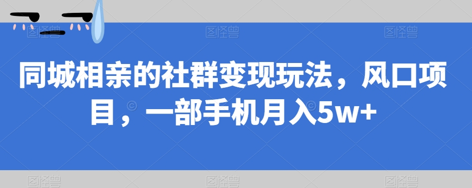 同城相亲的社群变现玩法，风口项目，一部手机月入5w+【揭秘】-文强博客