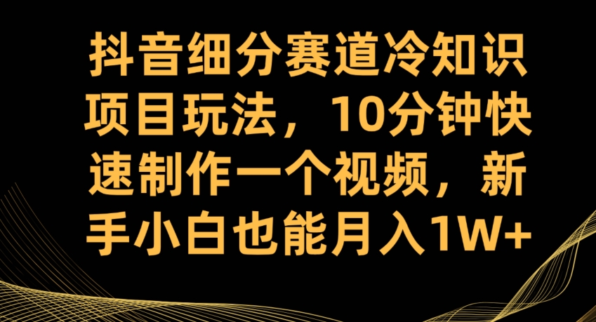 抖音细分赛道冷知识项目玩法，10分钟快速制作一个视频，新手小白也能月入1W+【揭秘】-文强博客