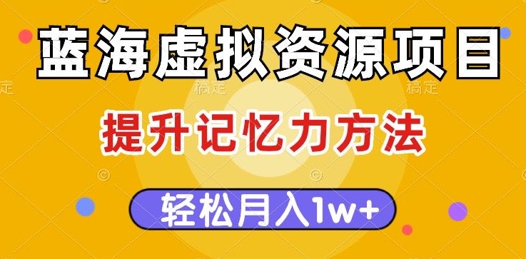 蓝海虚拟资源项目，提升记忆力方法，多种变现方式，轻松月入1w+【揭秘】-文强博客