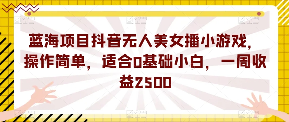 蓝海项目抖音无人美女播小游戏，操作简单，适合0基础小白，一周收益2500【揭秘】-文强博客