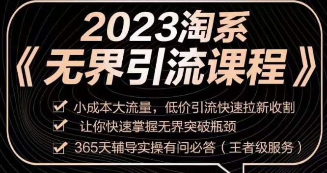 2023淘系无界引流实操课程，​小成本大流量，低价引流快速拉新收割，让你快速掌握无界突破瓶颈-文强博客