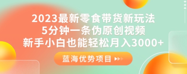 2023最新零食带货新玩法，5分钟一条伪原创视频，新手小白也能轻松月入3000+【揭秘】-文强博客