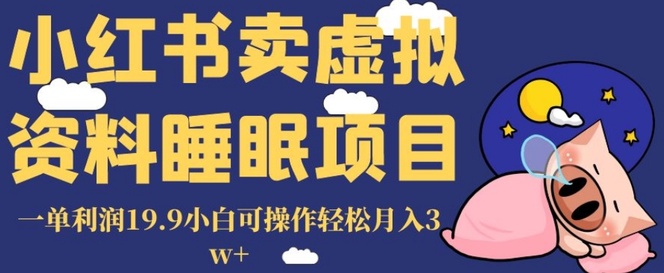 小红书卖虚拟资料睡眠项目，一单利润19.9小白可操作轻松月入3w+【揭秘】-文强博客