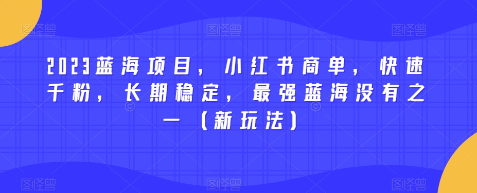 2023蓝海项目，小红书商单，快速千粉，长期稳定，最强蓝海没有之一（新玩法）-文强博客