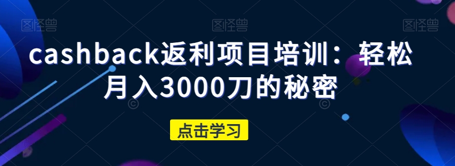 cashback返利项目培训：轻松月入3000刀的秘密-文强博客