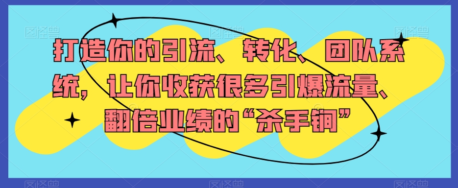 打造你的引流、转化、团队系统，让你收获很多引爆流量、翻倍业绩的“杀手锏”-文强博客