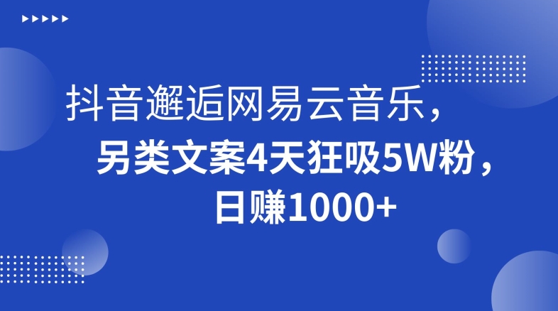 抖音邂逅网易云音乐，另类文案4天狂吸5W粉，日赚1000+【揭秘】-文强博客