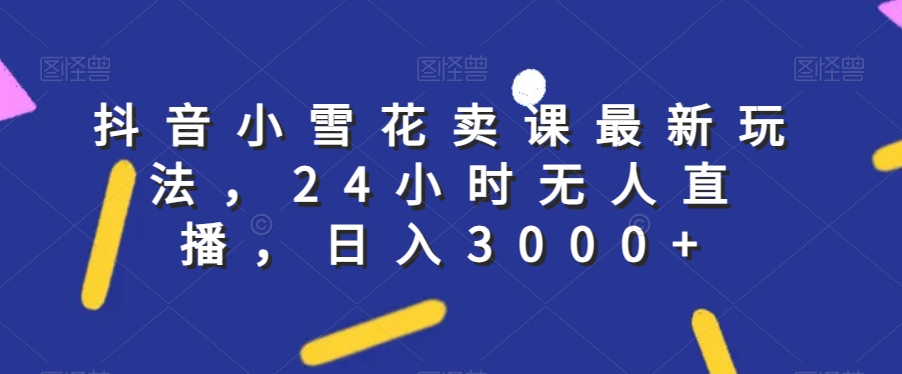 抖音小雪花卖课最新玩法，24小时无人直播，日入3000+【揭秘】-文强博客