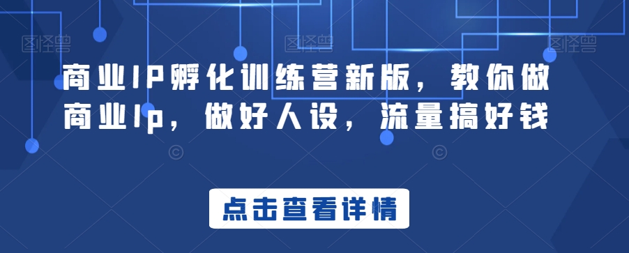 商业IP孵化训练营新版，教你做商业Ip，做好人设，流量搞好钱-文强博客