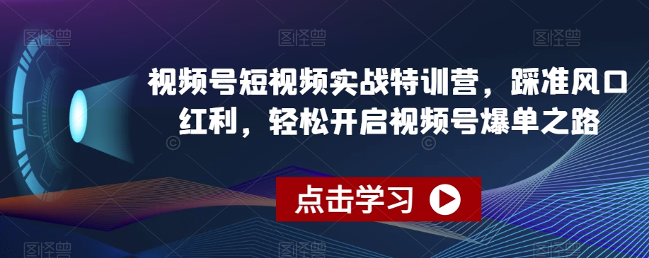 视频号短视频实战特训营，踩准风口红利，轻松开启视频号爆单之路-文强博客