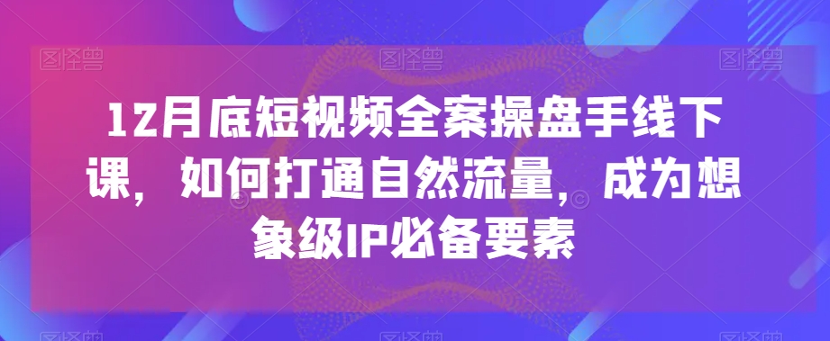 12月底短视频全案操盘手线下课，如何打通自然流量，成为想象级IP必备要素-文强博客