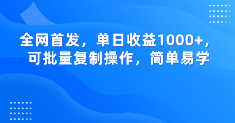 全网首发，单日收益1000+，可批量复制操作，简单易学【揭秘】-文强博客