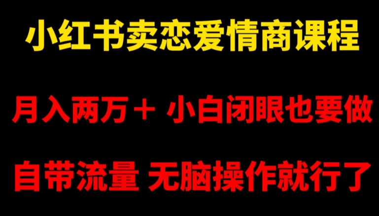 小红书卖恋爱情商课程，月入两万＋，小白闭眼也要做，自带流量，无脑操作就行了【揭秘】-文强博客