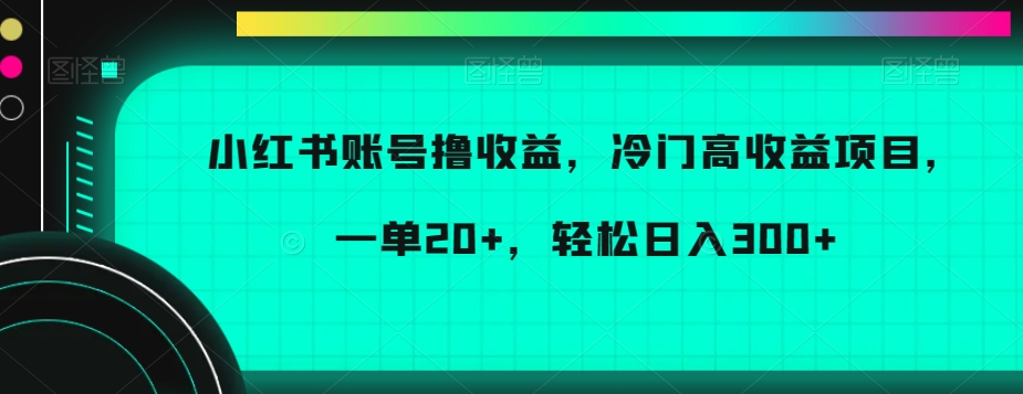 小红书账号撸收益，冷门高收益项目，一单20+，轻松日入300+【揭秘】-文强博客