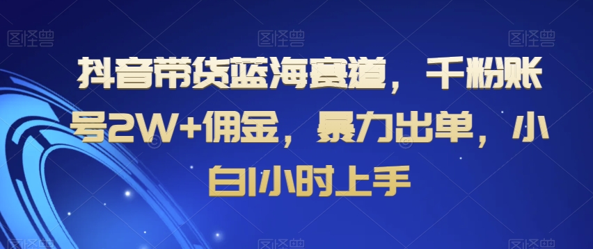 抖音带货蓝海赛道，千粉账号2W+佣金，暴力出单，小白1小时上手【揭秘】-文强博客