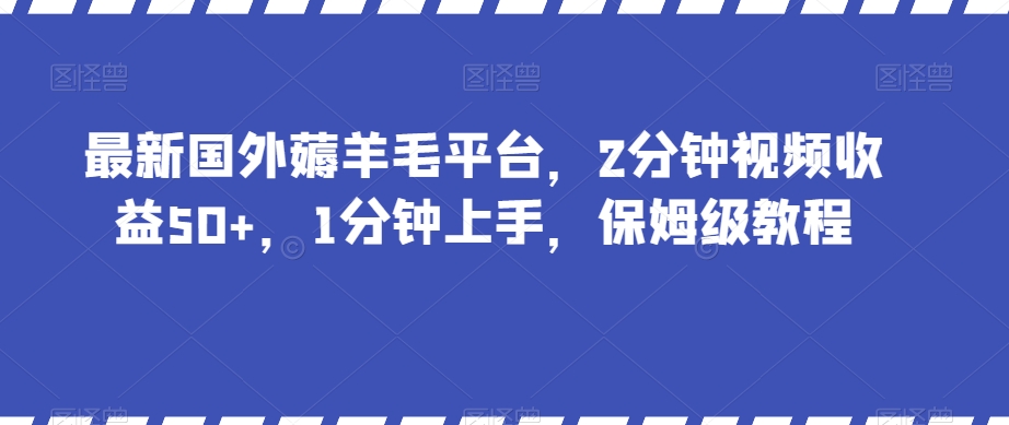 最新国外薅羊毛平台，2分钟视频收益50+，1分钟上手，保姆级教程【揭秘】-文强博客