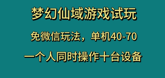 梦幻仙域游戏试玩，免微信玩法，单机40-70，一个人同时操作十台设备【揭秘】-文强博客