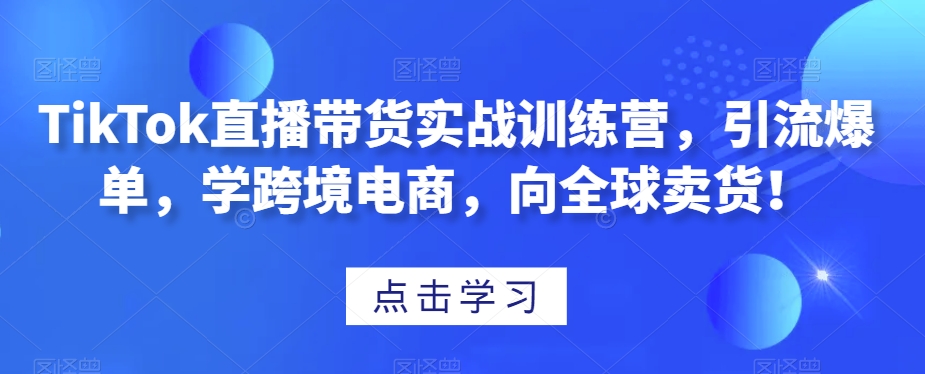 TikTok直播带货实战训练营，引流爆单，学跨境电商，向全球卖货！-文强博客