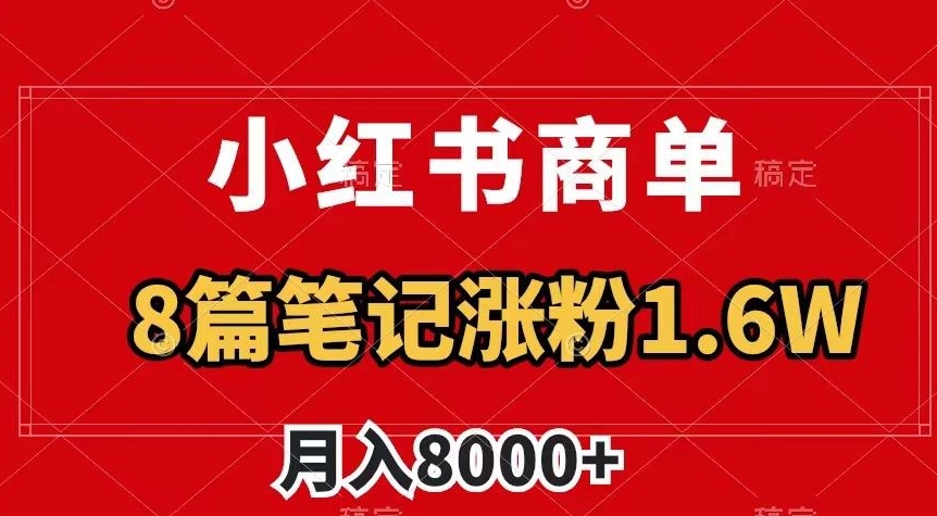 小红书商单最新玩法，8篇笔记涨粉1.6w，作品制作简单，月入8000+【揭秘】-文强博客