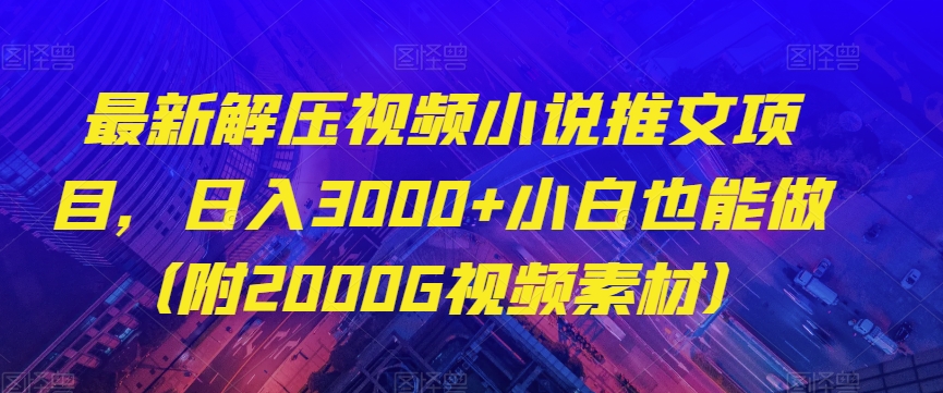 最新解压视频小说推文项目，日入3000+小白也能做（附2000G视频素材）【揭秘】-文强博客