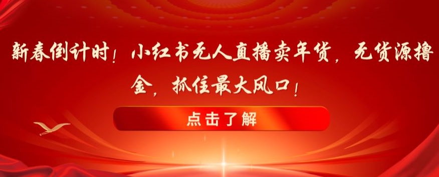 新春倒计时！小红书无人直播卖年货，无货源撸金，抓住最大风口【揭秘】-文强博客