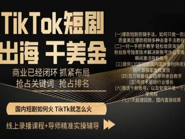 TikTok短剧出海干美金，商业已经闭环抓紧布局，抢占关键词抢占排名-文强博客