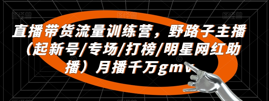 直播带货流量训练营，​野路子主播（起新号/专场/打榜/明星网红助播）月播千万gmv-文强博客