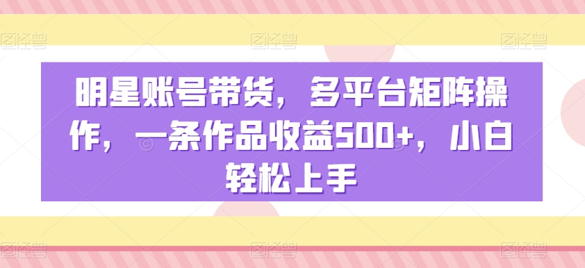 明星账号带货，多平台矩阵操作，一条作品收益500+，小白轻松上手【揭秘】-文强博客