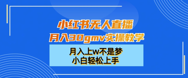 小红书无人直播月入30gmv实操教学，月入上w不是梦，小白轻松上手【揭秘】-文强博客