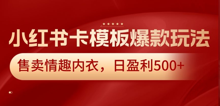 小红书卡模板爆款玩法，售卖情趣内衣，日盈利500+【揭秘】-文强博客