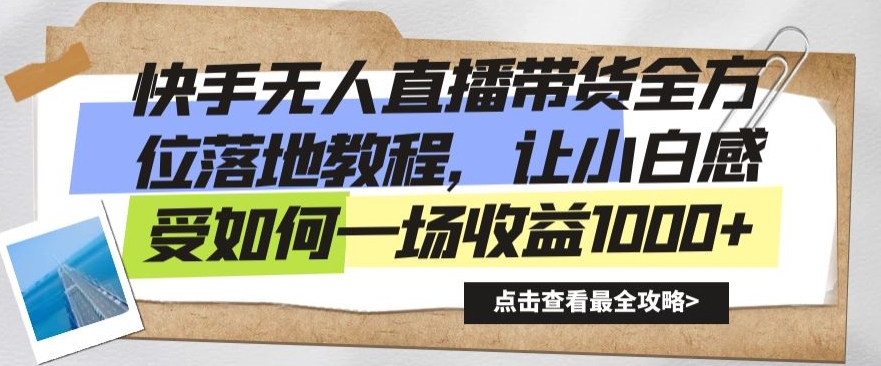 快手无人直播带货全方位落地教程，让小白感受如何一场收益1000+【揭秘】-文强博客