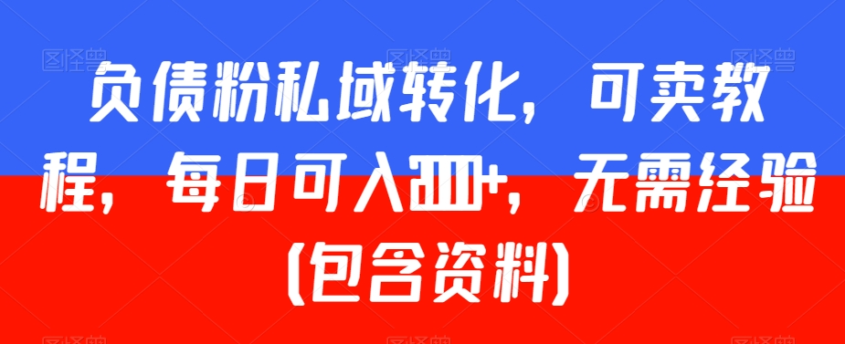 负债粉私域转化，可卖教程，每日可入2000+，无需经验（包含资料）【揭秘】-文强博客