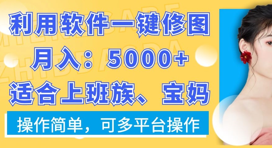 利用软件一键修图月入5000+，适合上班族、宝妈，操作简单，可多平台操作【揭秘】-文强博客