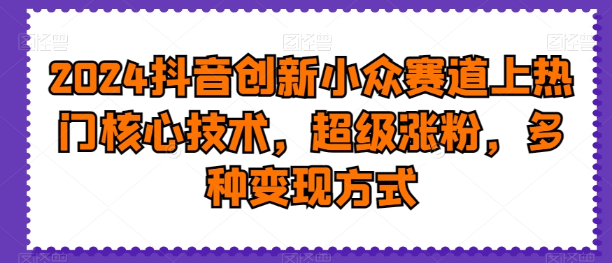 2024抖音创新小众赛道上热门核心技术，超级涨粉，多种变现方式【揭秘】-文强博客