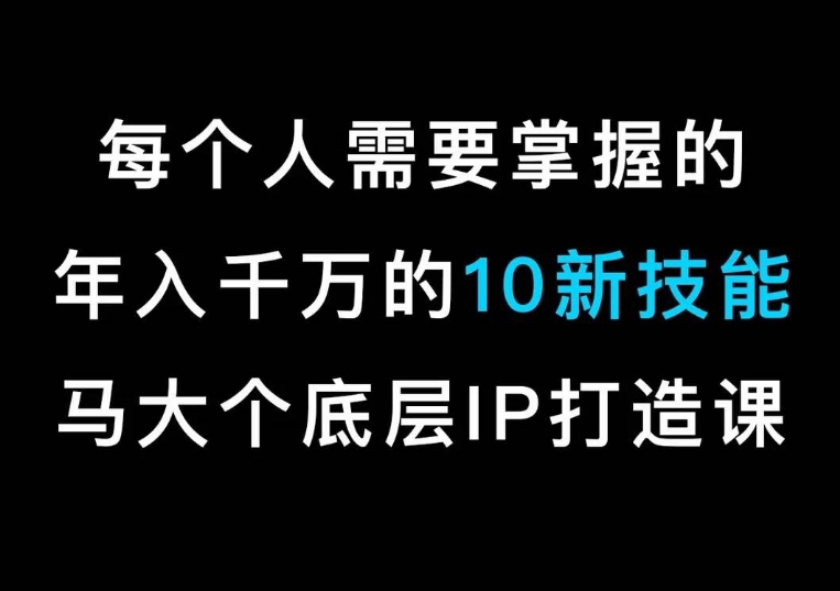 马大个的IP底层逻辑课，​每个人需要掌握的年入千万的10新技能，约会底层IP打造方法！-文强博客